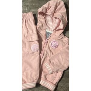 MLB Chicago Cubs Baby Girl 2pc Pink Hooded Track Suit Size 18 Months